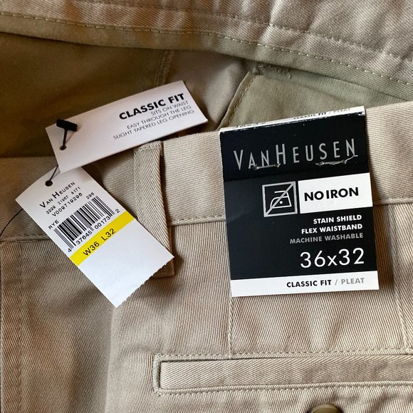 Van Heusen Classic Fit Men's Dress Pant Size 36W by 32L Tan - Picture 4 of 5